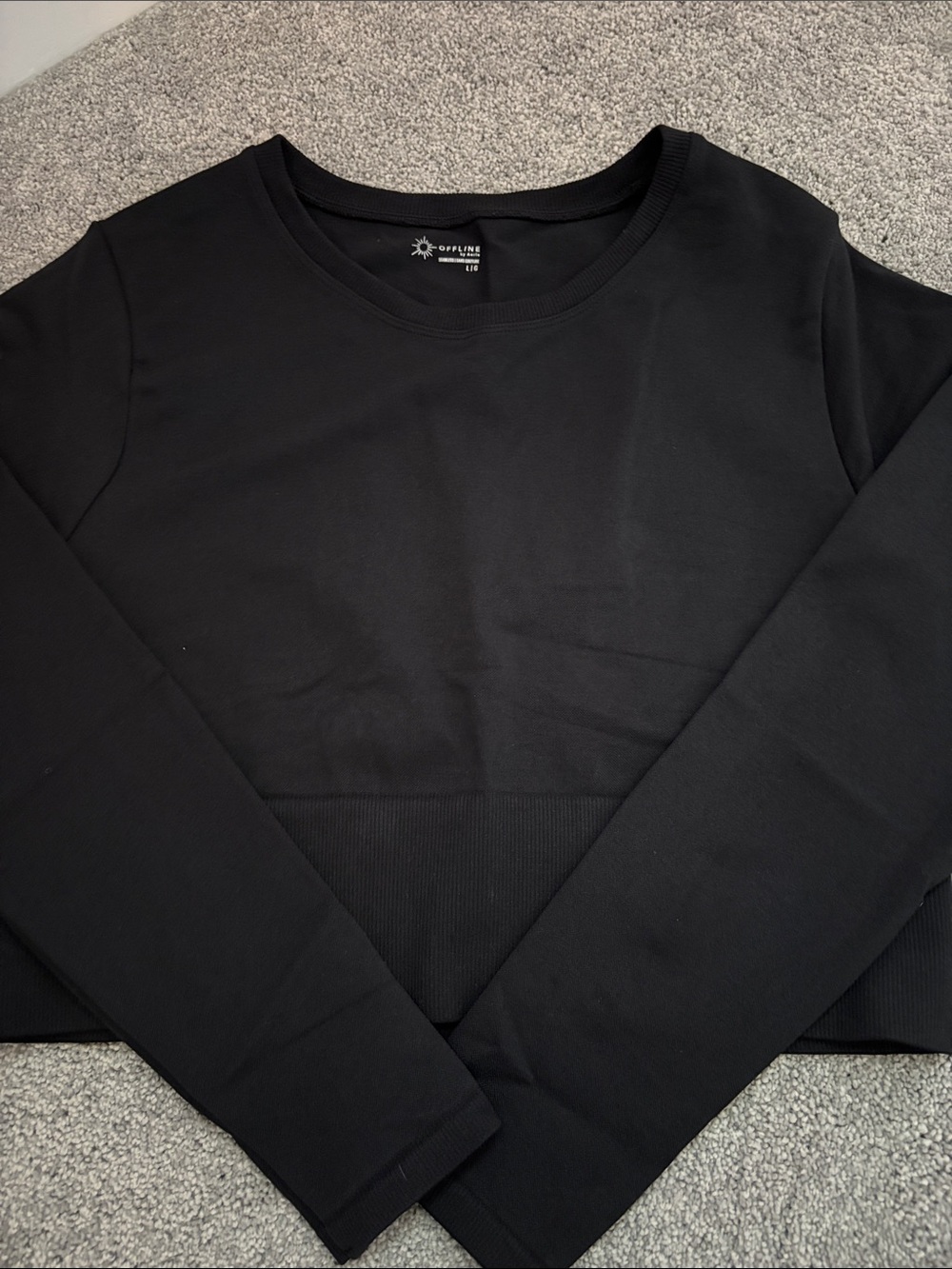 Offline by Aerie Black Seamless Long Sleeve Top